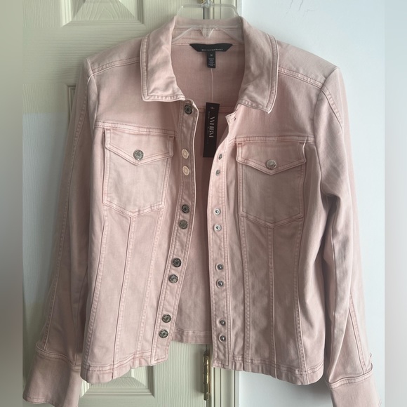 White House Black Market Jackets & Blazers - White House black market pink rose denim shacket M